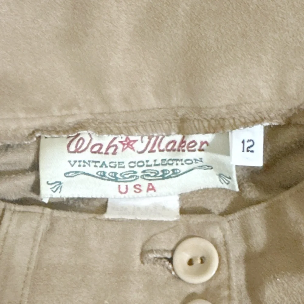 WahMaker Vintage Collection Tan Faux Suede Wide Leg Palazzo Culotte Pants Sze 12 - Picture 5 of 6